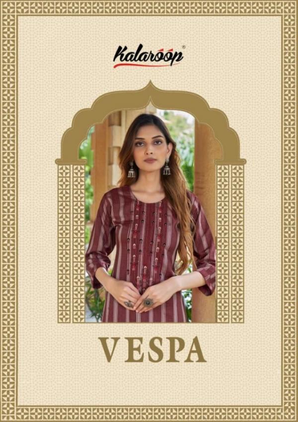 Kalaroop Vespa Rayon Embroidery Designer Kurti collection